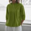 Spring and Summer New European Beautiful Women's Pure Cotton Shirt Solid Color Casual Button Pleated Shirt Women