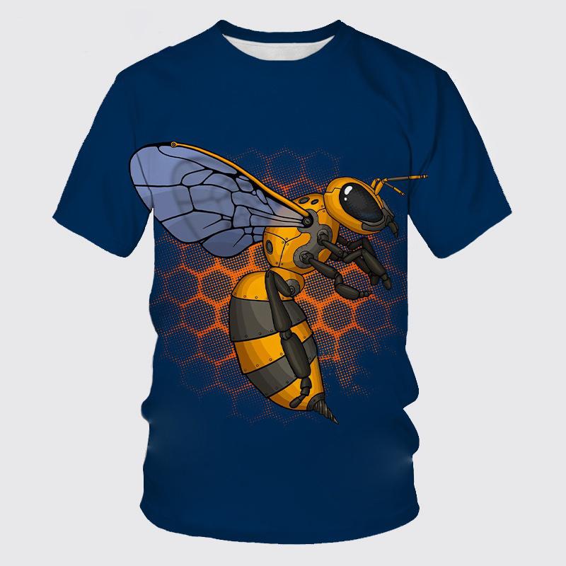 Funny Honey Bee Graphics T-Shirts Summer Fashion Short Sleeve Animal 3D Printed Loose Casual Harajuku Men's T-shirts