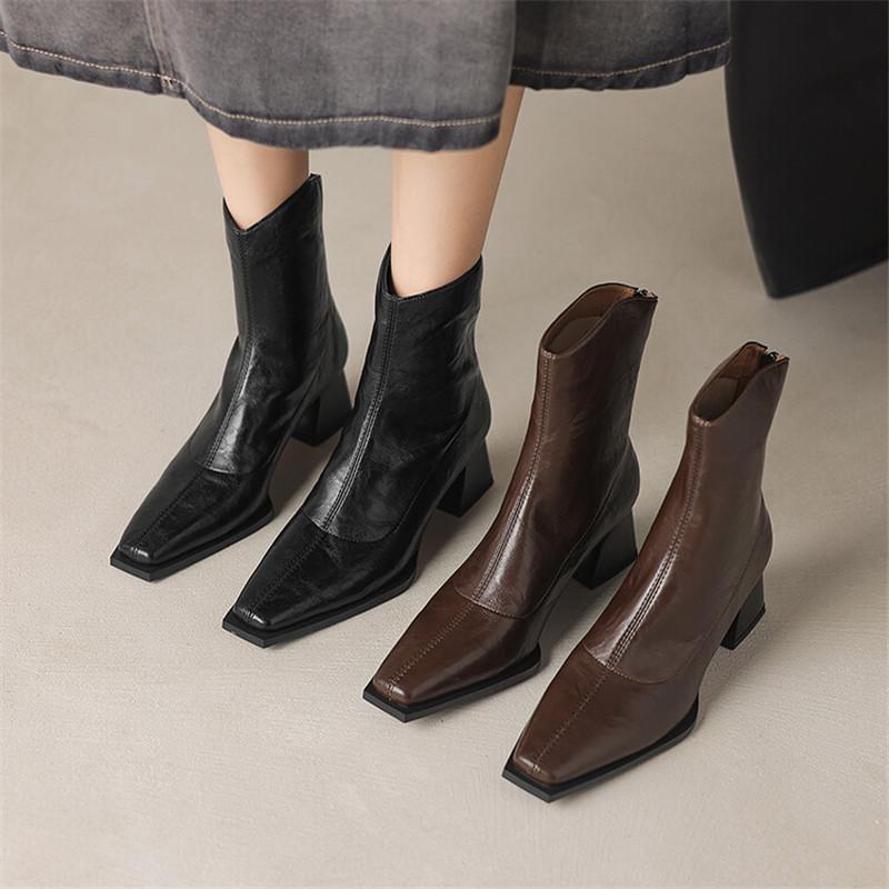Fashion New Autumn Winter Women Boot Fashion Square Toe Boots for Women Short Boots Ladies Shoes Western Boots Zapatos Mujer High Heels