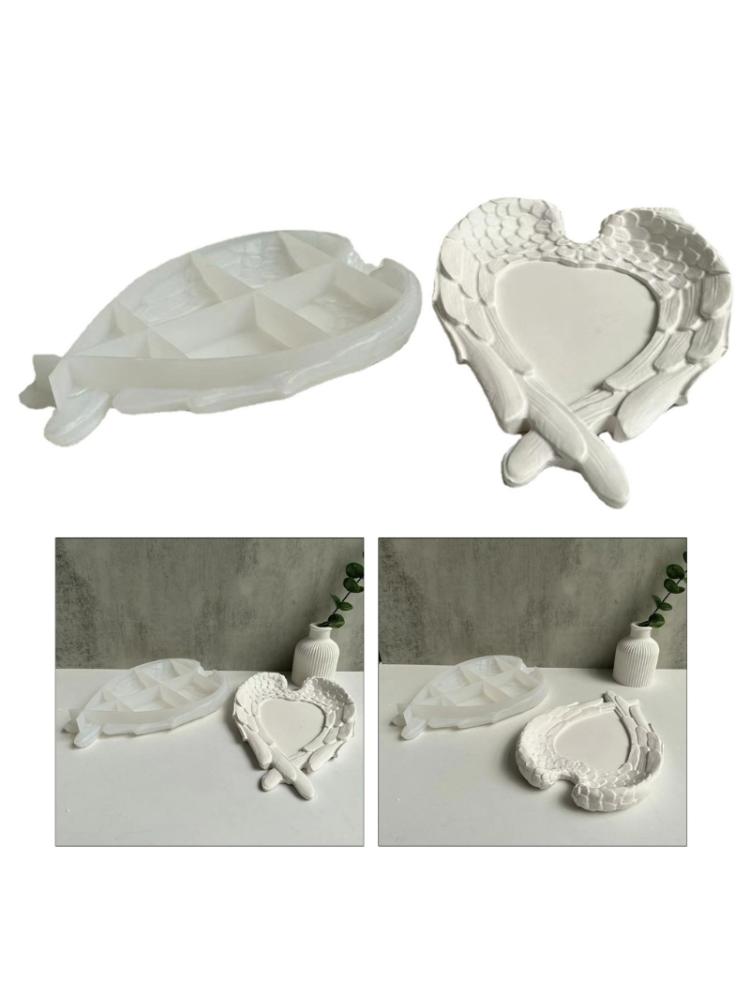 Wing Love-heart Silicone Mould Feather Dish Plaster Resin Mold  Drip Mould Crystal Epoxy Mold for  Craft