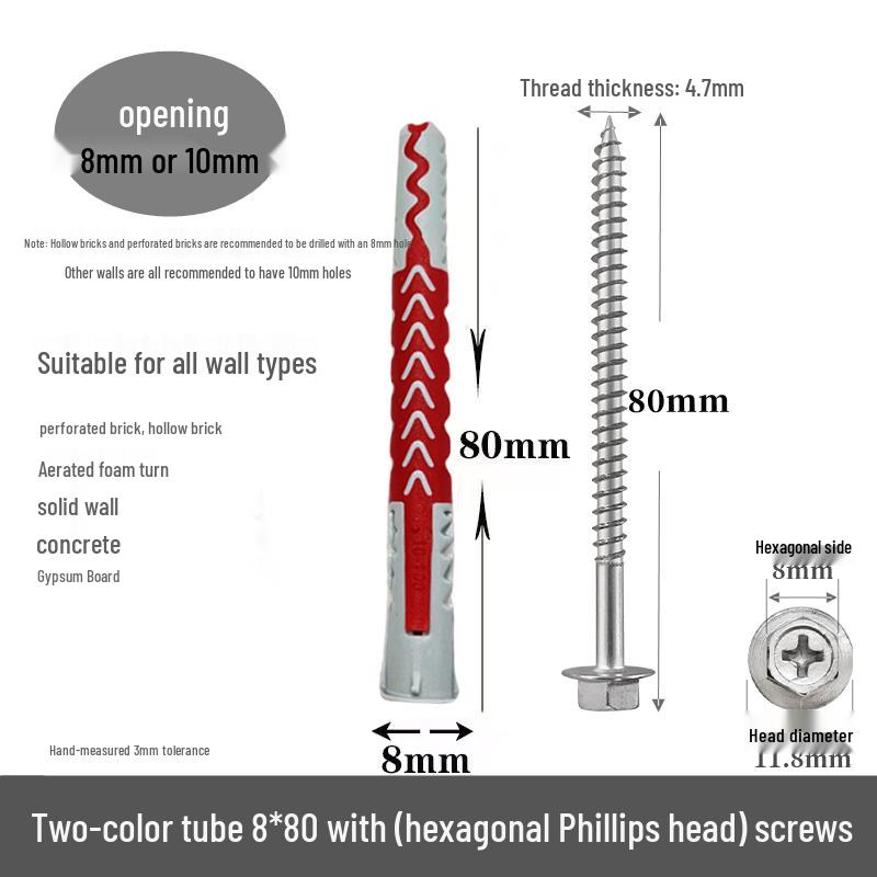 M10*50 Tetrahedron Plastic Expansion Tube for LCD TV Wall Mount & Outdoor AC Unit Bracket