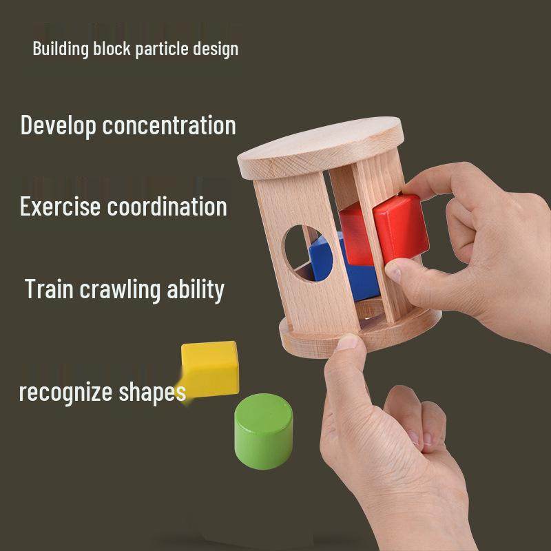 Montessori Wooden Building Blocks Box: Toddler Sensory Educational Toys