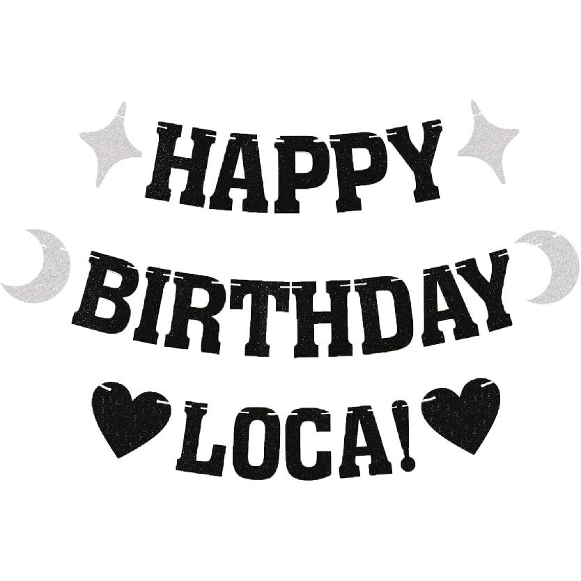 24-Pcs ‘Happy Birthday Loca’ Banner Set, Glitter Party Banners, Vampire Birthday Party Decorations, Suitable for Birthday and Party Decorations