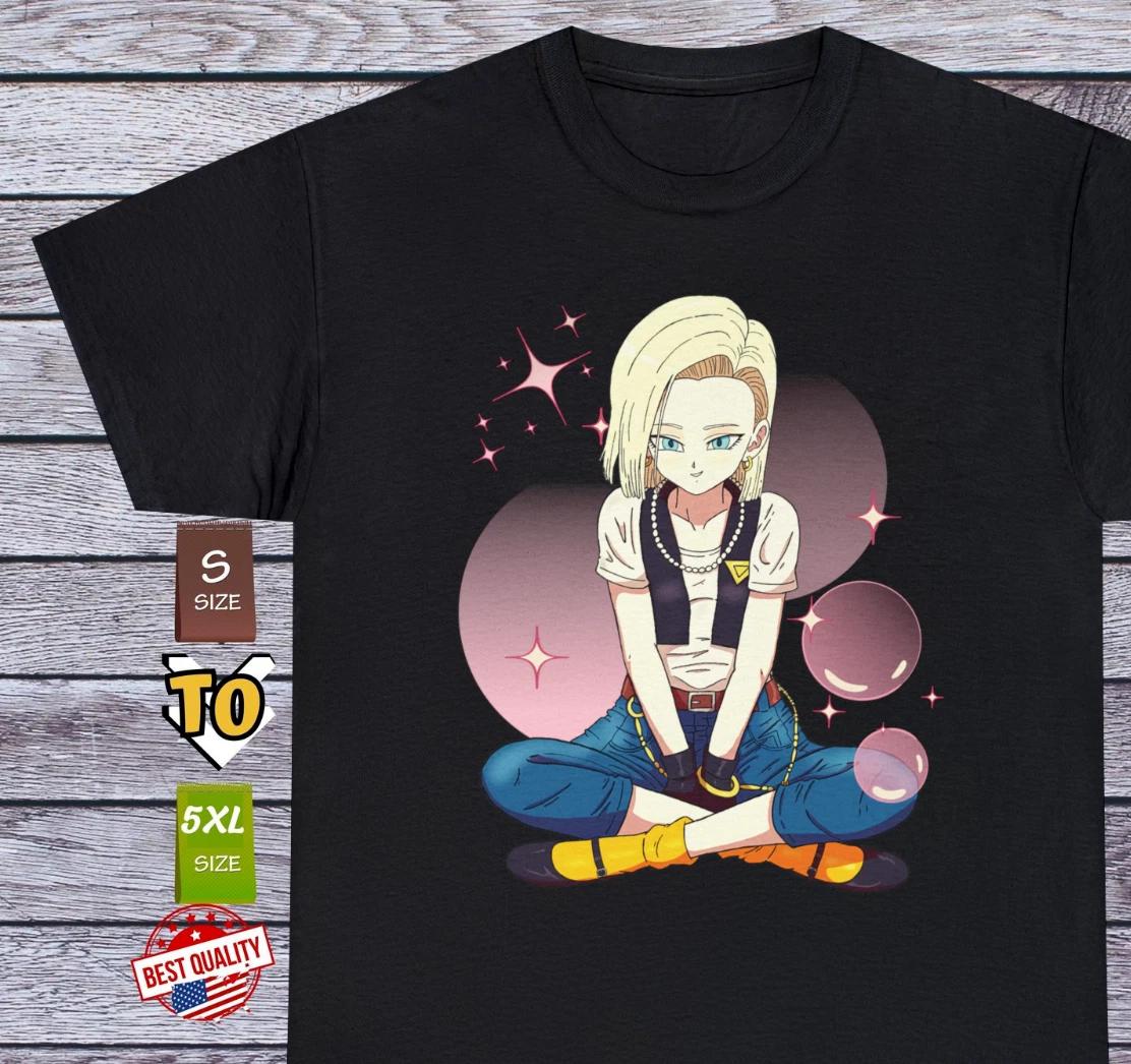 

Android 18 Waifu Girl T Shirt Cosplay Tee Gift Ecchi 90s Anime Manga Japanese 4XL
