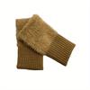 Soft & Warm Fingerless Gloves - Stylish Elegant Plush Splicing Knit Gloves for Autumn Winter with Coldproof Elastic Wrist Cover