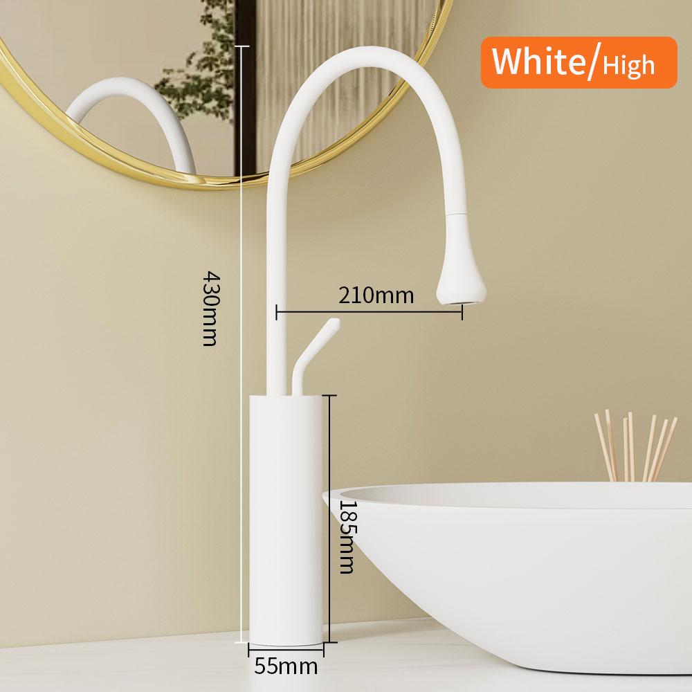 Modern Black  Bathroom Faucet with Crane Deck Mounted Hot And Cold Water Mixer Tap Sink Basin Crane Faucet for Bathroom