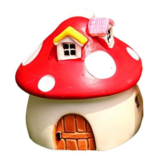 Mini houbový dům Figurka Miniaturní doplňky pro pohádkovou zahradu Malá pryskyřičná chaloupka Soška pro DIY Terárium Mechový krajinný květináč Bonsaj Dekorace