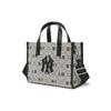 MLB New York Yankees Large Logo Adjustable Shoulder Strap Vintage Letter Print Faux Leather Tote Bag Women Tote Bags Black Gray 3AORS013N-50BKS