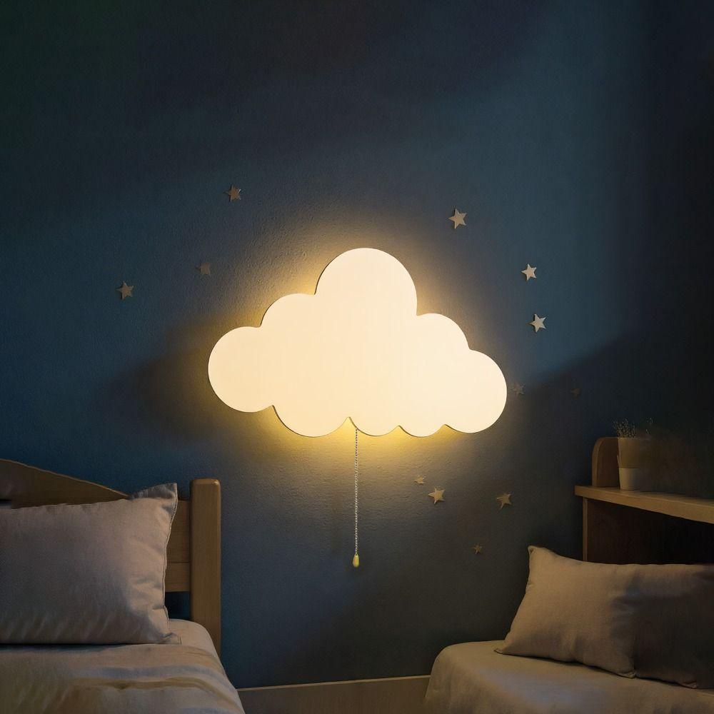 Nursery Decor Floating Cloud Wall Lamp Battery-Operated Wall Light for Kids Bedroom