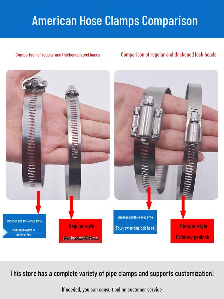 Widened 304 Stainless Steel Jubilee Hose Clamp with Rubber Coating - Quick Release Water Pipe Clip