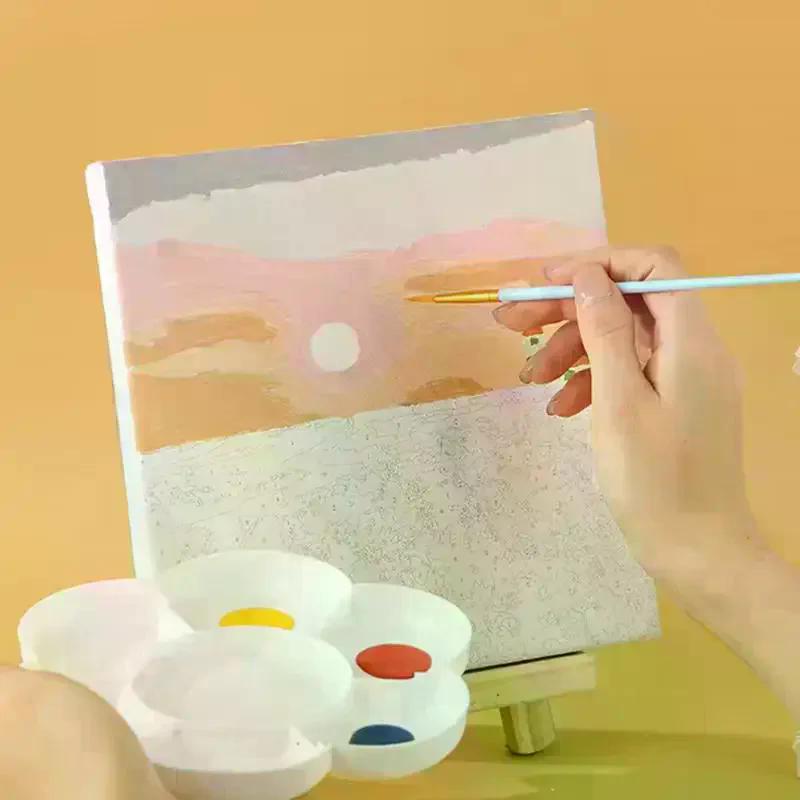 Detail Painting Brushes Set Professional Round Flat Nylon Hair Watercolor Paint Brush For Kid Students Artists Oil Painting Tool