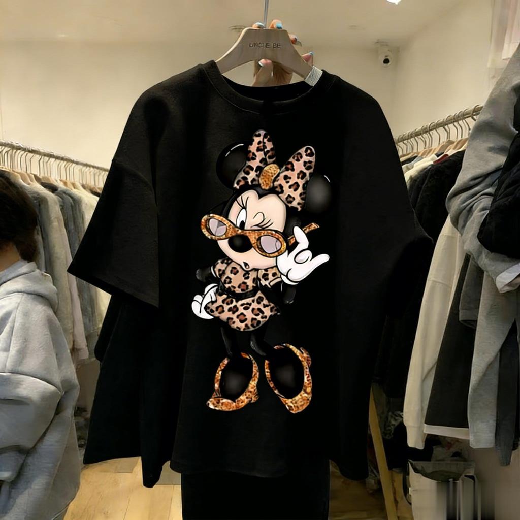 Disney Minnie Mouse Vintage Print T Shirt Women Man 2026 Summer Short Sleeve Cotton Tops Graphic Tee Casual Fashion Y2k Clothes