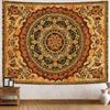 Bohemian Mandala Tapestry, Intricate Floral Design In Warm Orange & Brown Hues, Wall Art for Cozy & Eclectic Rooms