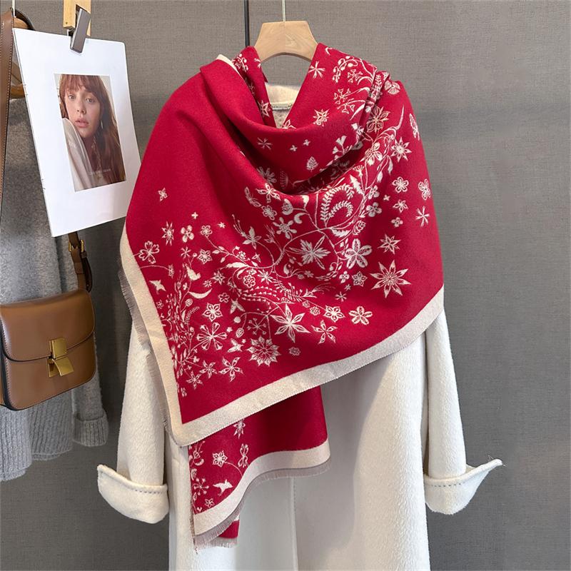 Luxury Print Scarf Women Cashmere Shawls and Wraps Female Thick Warm Blanket for Lady Printed Bufanda Winter Scarves Echarpe