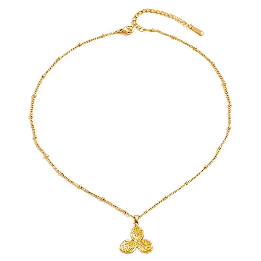 18K Gold Plated Stainless Steel Floral Pendant Women's Necklace