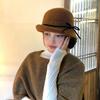 French Style Woolen Bucket Hat Bowknot Wool Fisherman Hat Elegant Hepburn Style Topper Hat  Travel