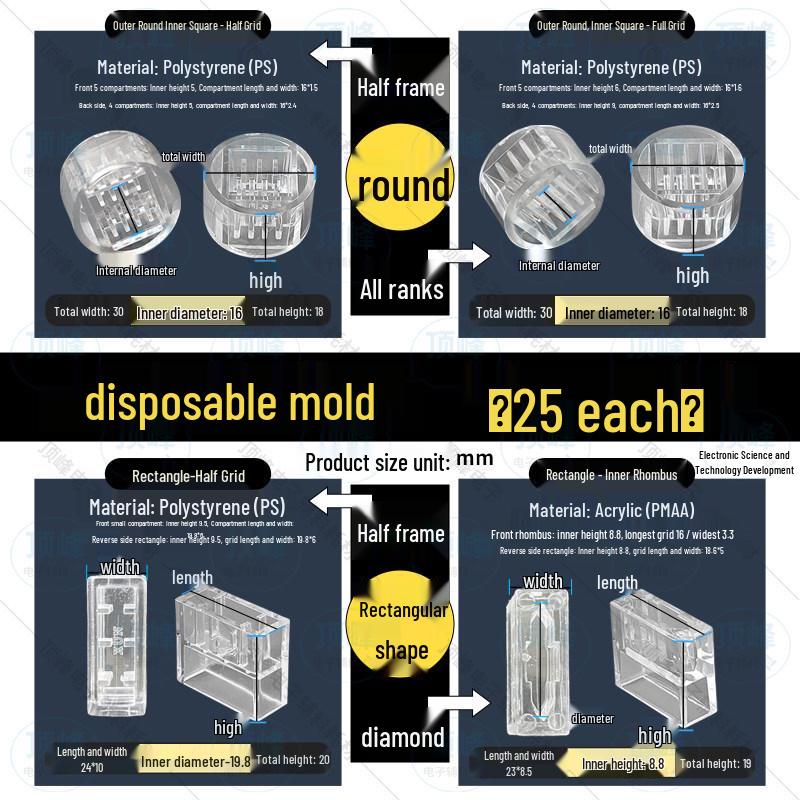 Einweg-Acryl-Kristallharzform für metallographische Kaltpress-Proben