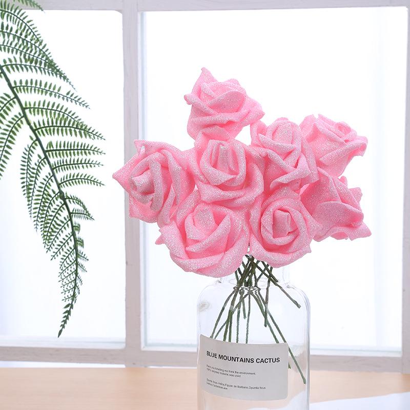 PE Gold Powder Artificial Roses for DIY Bouquets - Valentine's Day, Weddings, Flower Shops
