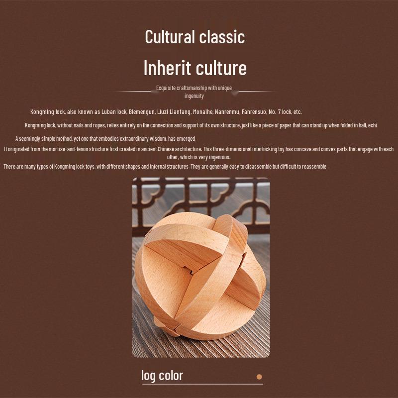 Luban Kongming Lock Puzzle Set: Interlocking Wooden Building Blocks for Kids Aged 8-12