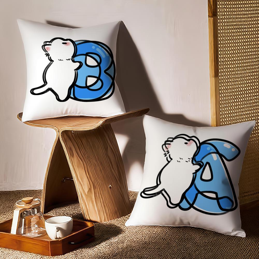 Kindergarten Children Learn Cartoon Cat Letters Pillow Case Sofa Living Room Bedroom Headboard Backrest Cushion Square Cushion