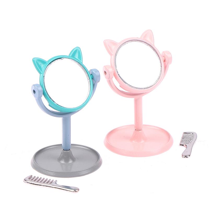 1/12 Make-up Mini Hasenohren Spiegel Möbel für Puppenhaus Spielzeug Zubehör