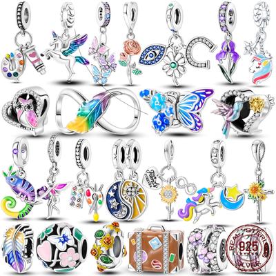 Colorful Charms Real Copper Cz Butterfly Beads Sunflowers Eye Pendant Original Accessories Charm Bracelets Diy Jewelry