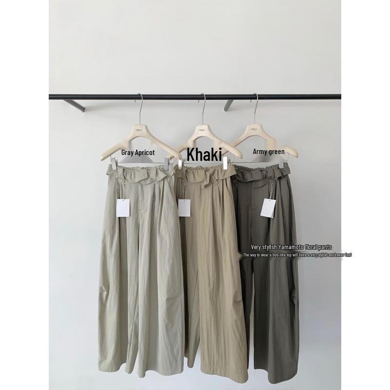 

High-Waisted Korean Style Wide-Leg Pants – Elegant, Loose, Slimming, Spring Casual One Size армия зеленый