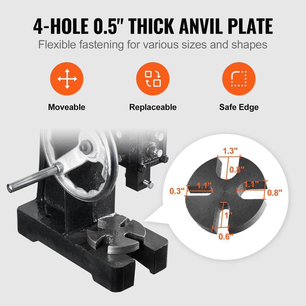 SucceBuy Arbor Press 1 Ton Manual Arbor Press with Handwheel CastIron Heavy-duty Manual Desktop Arbor Press for Stamping Bending