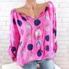 Elegant Women Summer Fashion Long Sleeve Blouse V-neck Stylish Dot Printed Shirts Tops