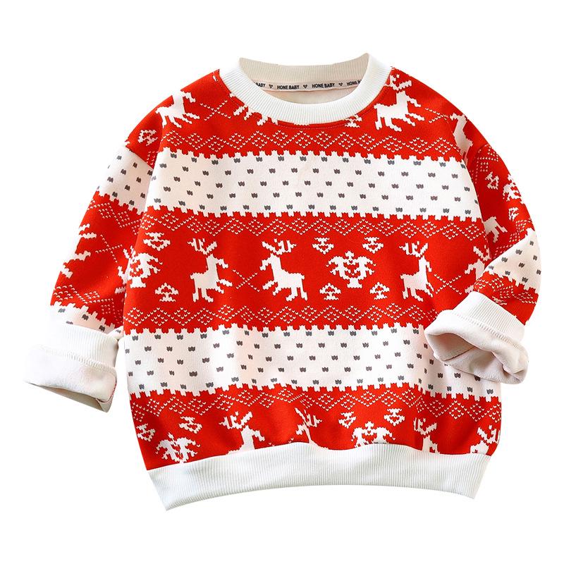 2025 New Year's Trendy Baby Fleece Sweatshirt - Warm Thickened Top for Girls & Boys