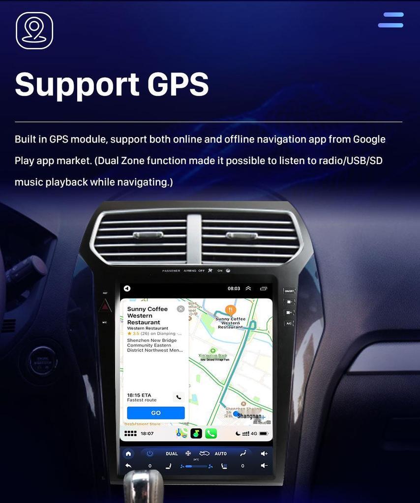 Wireless CarPlay & Android GPS Navigation for 2011-2019 Ford Explorer TX4003