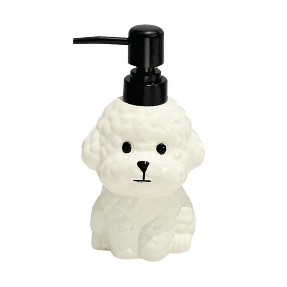 Wielokrotnego użytku Ceramiczny Dozownik Mydła Bichon Frise Bezprzeciekowa Pompka do Balsamu z 2 Opcjami Pompek Wielokrotnego Użytku Łatwy do Czyszczenia