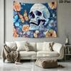 Skull and Butterfly Wall Tapestry Aesthetic Wall Hanging Printed Fabric Blanket Decorative Tapestries for Bedroom Living Room Home Decor