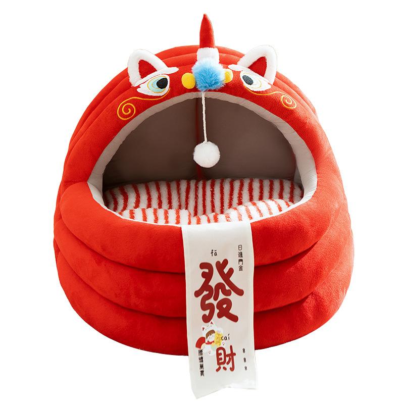 Dog kennel, warm in winter, small dog pet bed, universal in all seasons, removable and washable, closed dog sleeping house, big cat nest