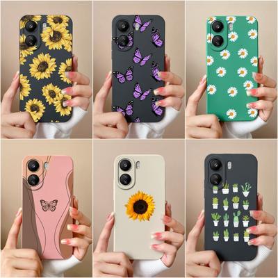Για Xiaomi Redmi 13C K60 Ultra Note 13 Pro K70 Pro 13R K70E Θήκη τηλεφώνου Daisy Butterfly Screen Protector Shell Matte Liquid Silicone Back Cover Bumpers