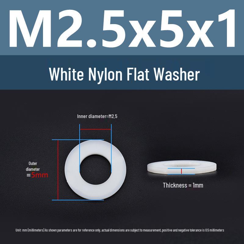 Yigu High-Temperature Wear-Resistant White Nylon Flat Washer, Sizes M2-M24