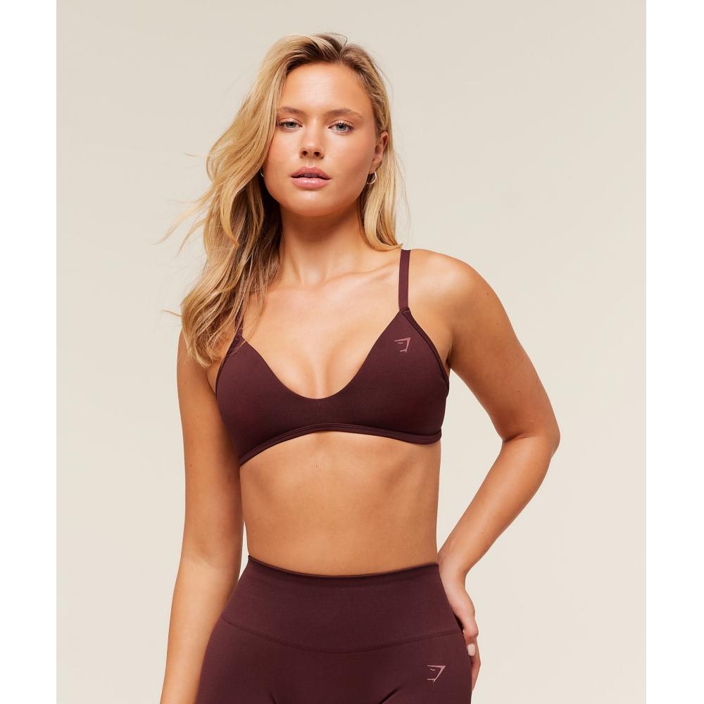 Gymshark Soft Sculpt V Neck Sports Bra Rich Maroon B5b9n Nbzq