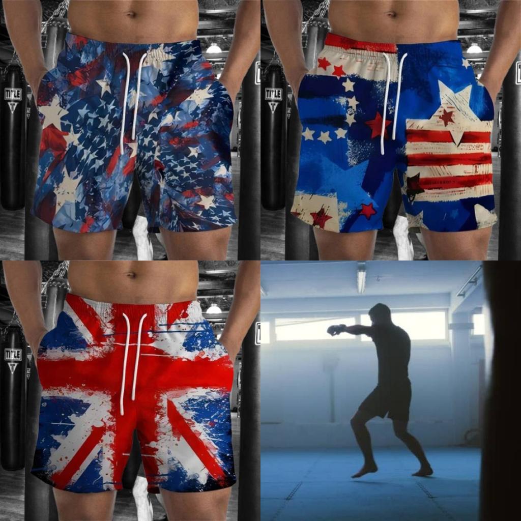 UK USA America United States Flag Boxing Muay Thai Kickboxing Shorts 3D Print Training Unisex Men Women Fitness Gym Sport Workout Casual Streetwear