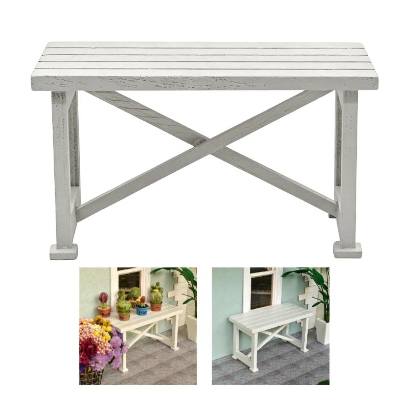 Simulation Miniature Garden Table Natural Wood Flower Stand Figurine For 1/12 Doll House Scene Display Kids RolePlay Game