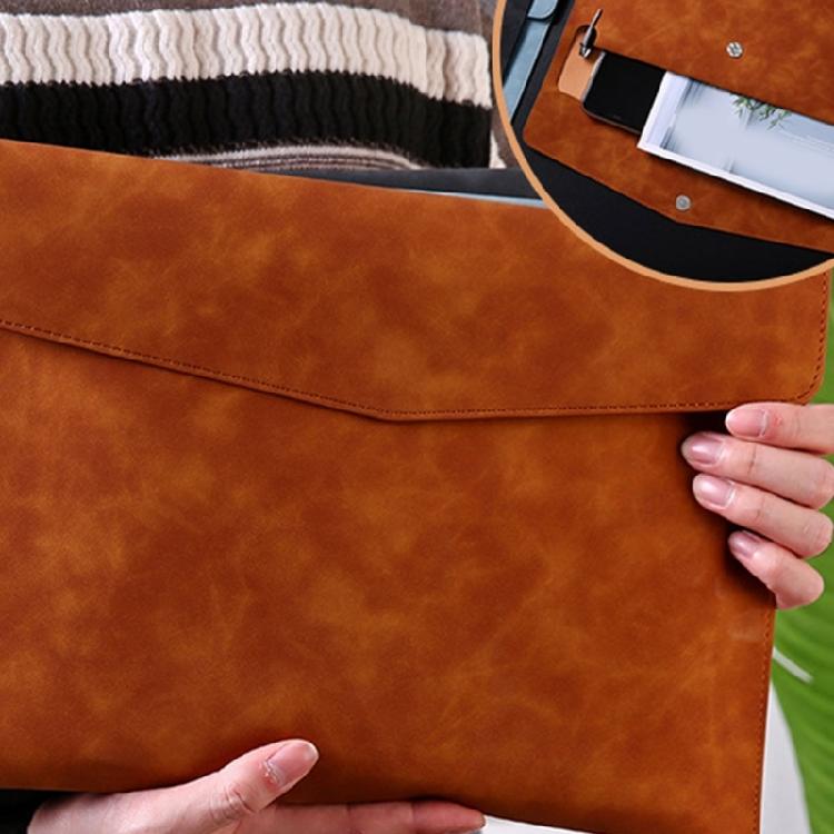 Business Folder Water Resistant Leather Document Organiser Carrying Case Magnetic Button Closure 330x240cm for Office