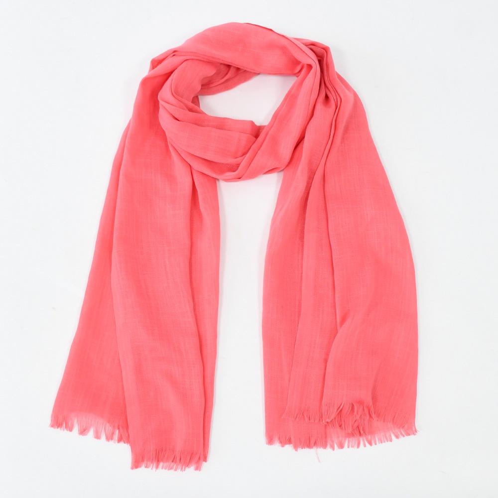 

Mary New Pure Color Slub Cotton Short Board Scarf Модна універсальна бавовна та льон М’яка та тонка шаль рожевий червоний колір
