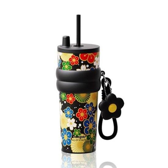 Sidagar 710ml Insulated Cold-Resistant Tumbler Stainless Steel Japan Limited Reusable Leak-Proof Water Bottle Strap Portable Coffee Cup Showa Hanako