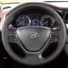 Hand Stitched Non-slip Car Steering Wheel Cover for Hyundai I20 Mk2 2015-2018 DIY Black Perforated Leather Car Interior