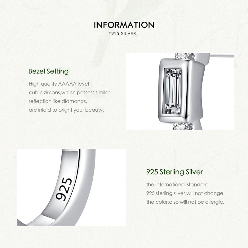 MODIAN Exquisiter rechteckiger klarer Zirkonia-Ohrring aus 925er-Sterlingsilber, funkelnde, einfache Creolen für Frauen, Hochzeitsschmuck