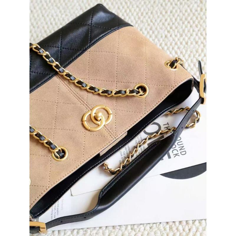 New Xiaoxiangfeng sheepskin and frosted leather rhombus chain DIY buckle tote leisure bag
