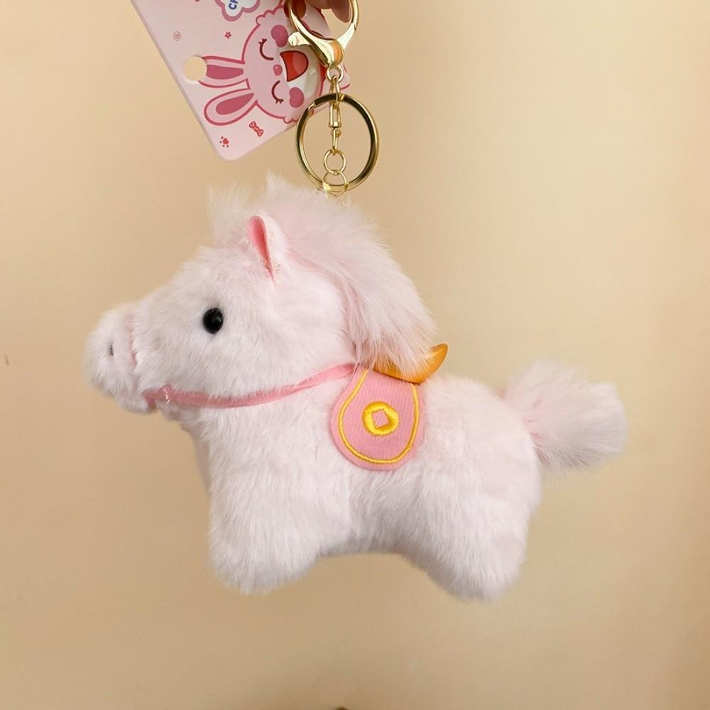 Cute Plush Horse Keychain Creative Chinese New Year Gift Funny Yuanbao Pony Pendant  Birthday Gift