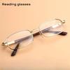 Metal Frame Square Reading Glasses Anti-Fatigue Fashion Hd Glass Lens Definition Presbyopia Diopter +1.0+1.5+2.0+2.0+3.0+3.5+4.0