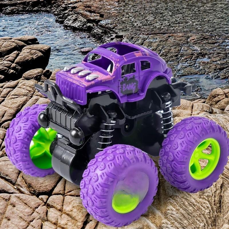 Inertia Cartoon Graffiti Offroad Car Toy With Doublesided Stunt Flip For Kids Play And Development
