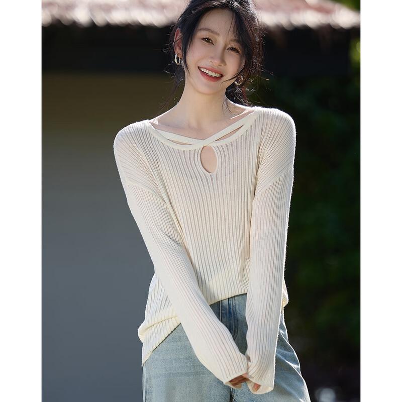 DEMANA Sophisticated Spliced Lapel Cable Knit Sweater Top for Women