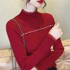 In Stock Autumn Winter Korean Womens Semi High Neck Solid Pullover Base Layer Multi Color Slimming Cutout Knit Sweater